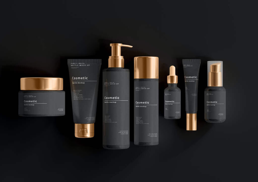 Cosmetics Dark Gold Packaging Mockup downloadable design resource image 20